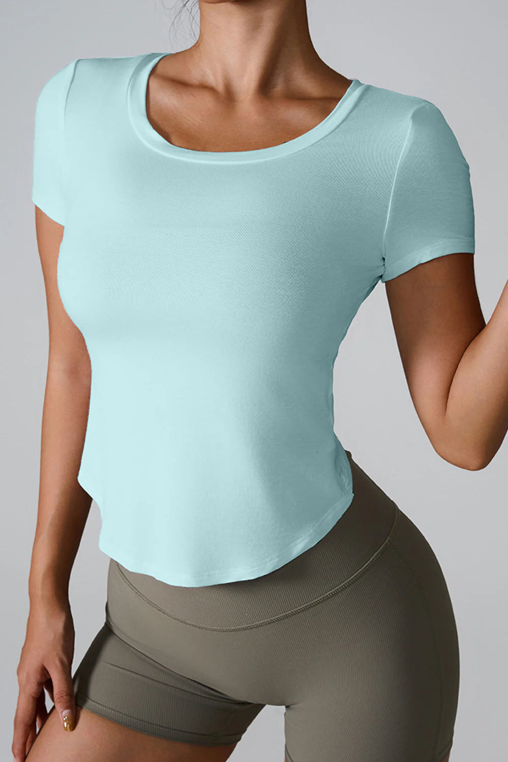 Cutout round Neck Short Sleeve Active T-Shirt
