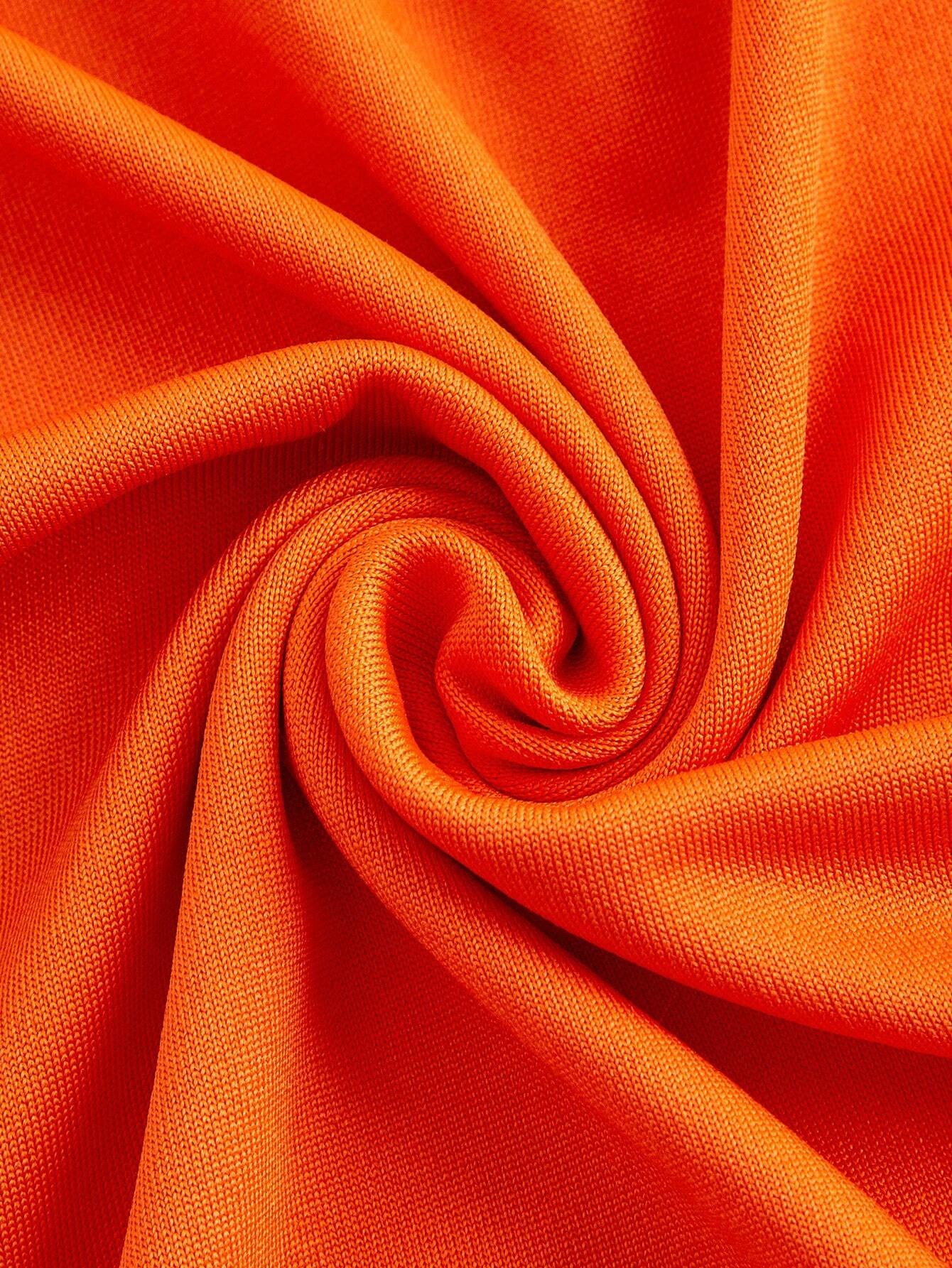 Slaydiva Orange 2Pcs Holiday Short Sleeve Cropped T-Shirt and High Waist Pleated Wide Leg Pants