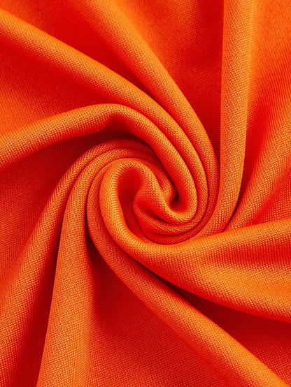 Slaydiva Orange 2Pcs Holiday Short Sleeve Cropped T-Shirt and High Waist Pleated Wide Leg Pants