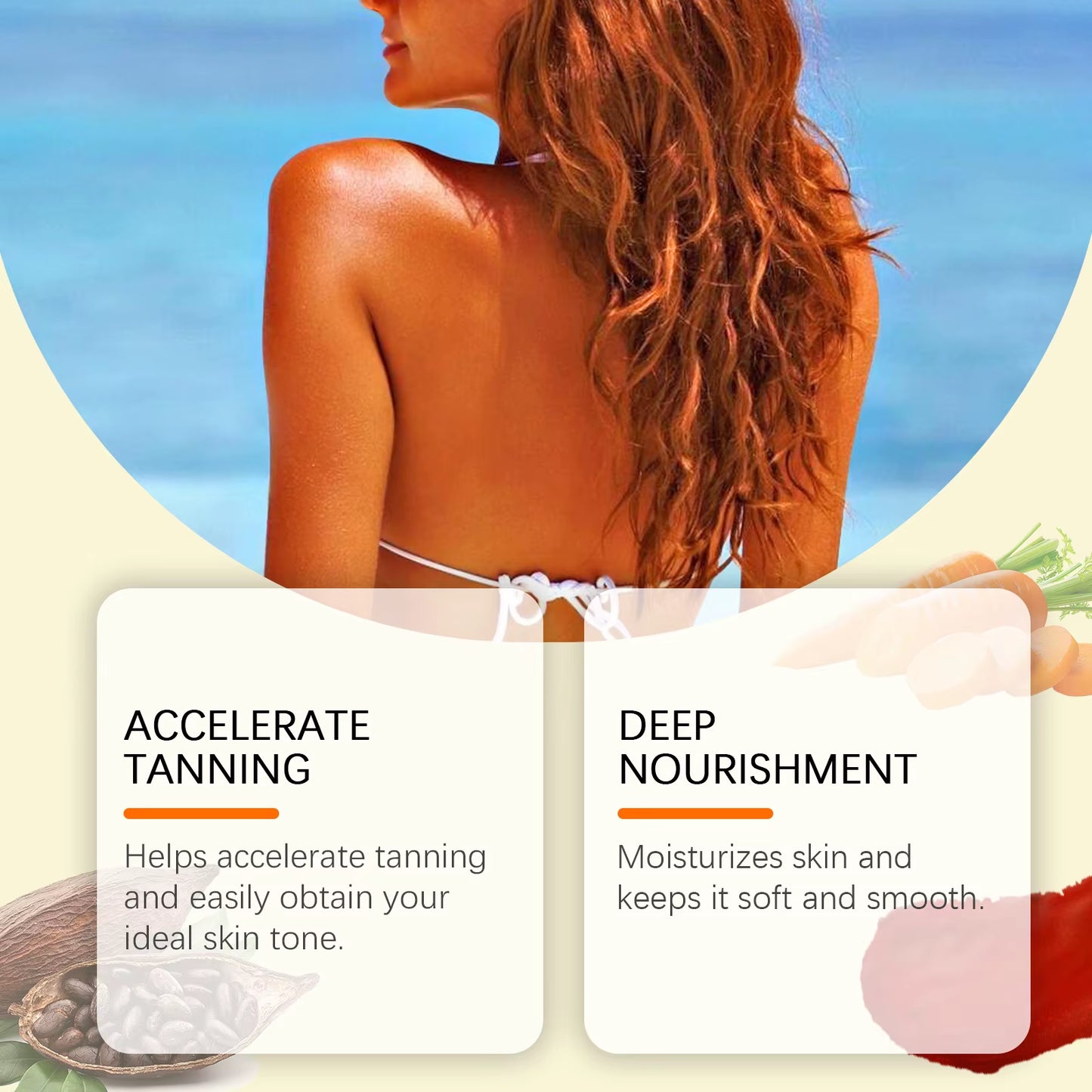 Tanning Cream Sunless Intensive Self Tanner Face Body Bronzer Moisturizing Hydrating Summer Sunbed Self Tanning Lotion 150G