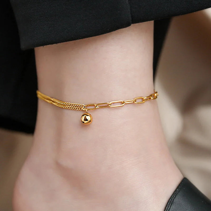 Dainty Double Layer Chain Anklets - Tarnish-Free Beach Jewelry