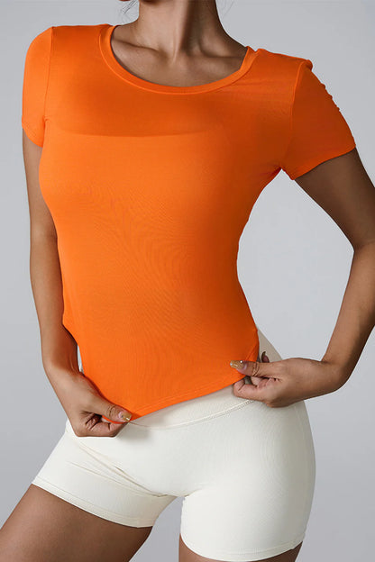 Cutout round Neck Short Sleeve Active T-Shirt
