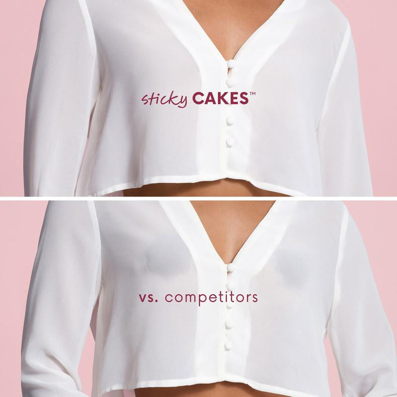 Sticky CAKES Triangles - the First-Ever Sticky Not Icky Triangle Nipple Covers Designed for Deep Vees and Swim